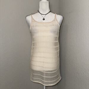 Wild Fable Crochet Cover Up Swim Dress Women's Small Beige Boho Resort Wear